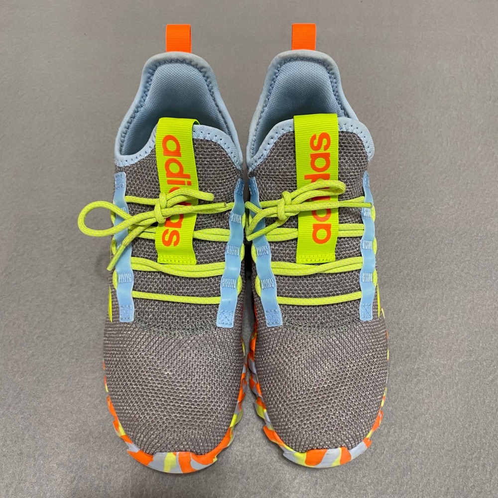Adidas Kaptir Super Kids Grey Neon Yellow Orange Sneakers JQ7343‎ Size 7